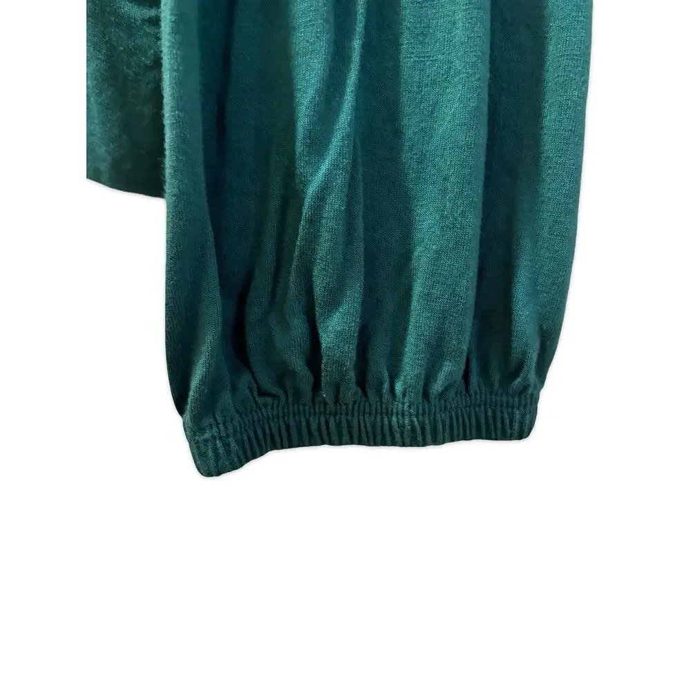 Banana Republic Women S Dark Teal Rayon Puff Sleeve Blouson Top Long Sleeve